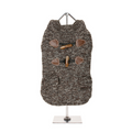 Brown diamond-patterned tweed coat