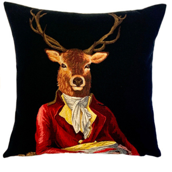Aristocrat Deer Cushion - black background