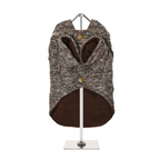 Brown diamond-patterned tweed coat
