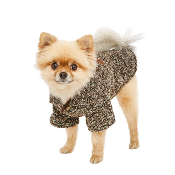 Abrigo de tweed de rombos marrón