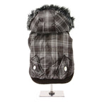 Checked Parka Dog Coat with Hood