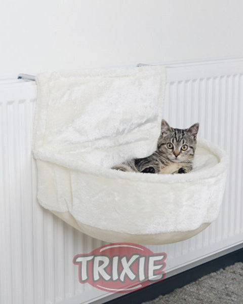 Lit de radiateur, peluche blanche Trixie