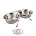 Comedero Doble, Acero Inox, Antivibraciones Trixie