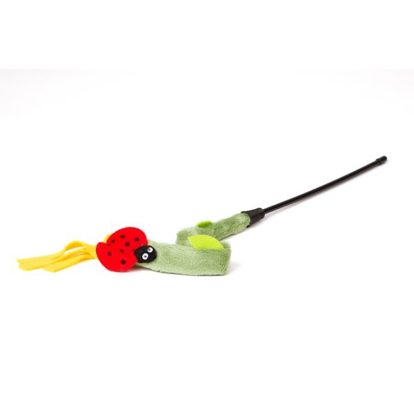 Juguete gato spring caña mariquita 40 cm