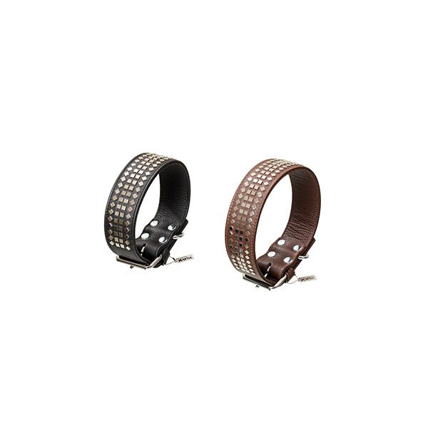 Vintage Collar with Square Rivets in Brown