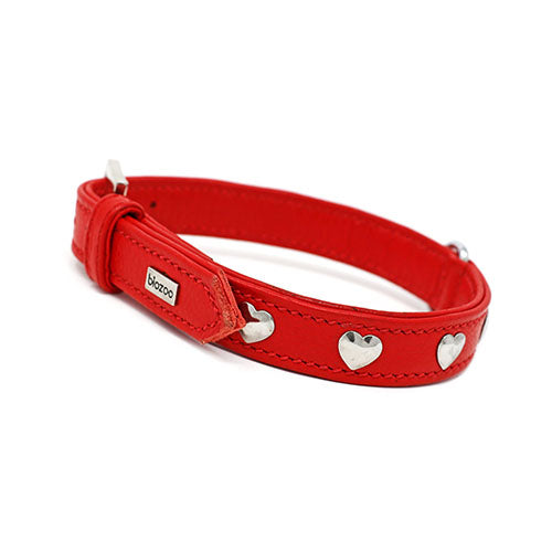 Collar para Perro de Cuero Rojo Hearts