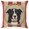 Cojín Border Collie con rayas rojas y blancas