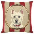 Cojín Westie con rayas rojas y blancas