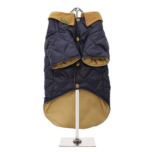 Navy Blue Quilted Dog Coat