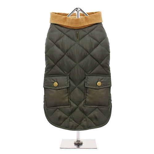 Forest Green Quilted Dog Coat