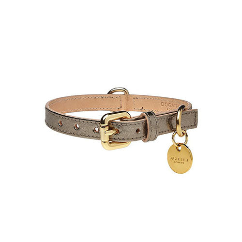 Collar para Perro de Cuero Bronce