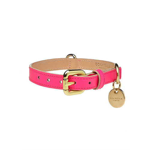 Collar para Perro de Cuero Rosa Neón
