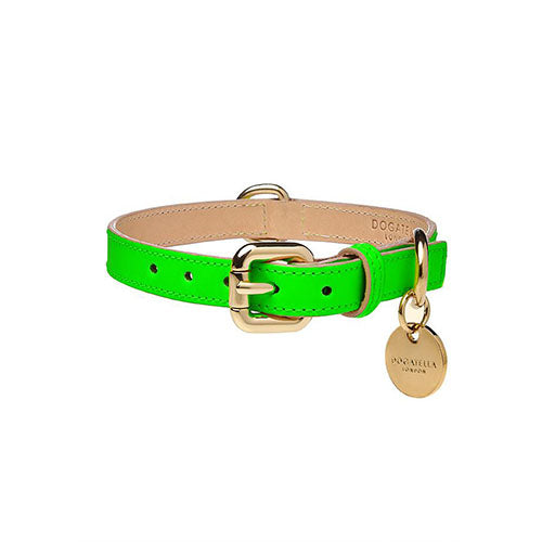 Collar para Perro de Cuero Verde Neón
