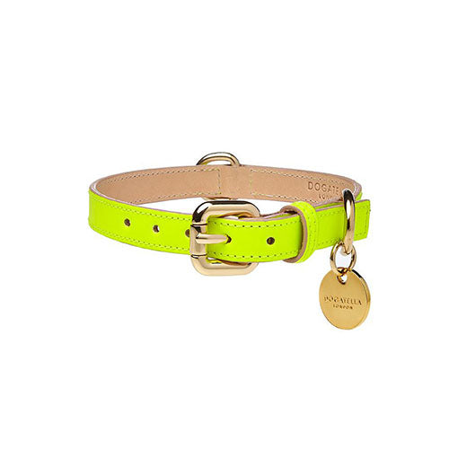 Collar para Perro de Cuero Amarillo Neón