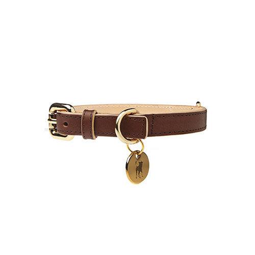 Collar para Perro de Cuero Marrón Oscuro Classic
