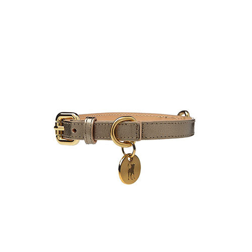 Collar para Perro de Cuero Bronce
