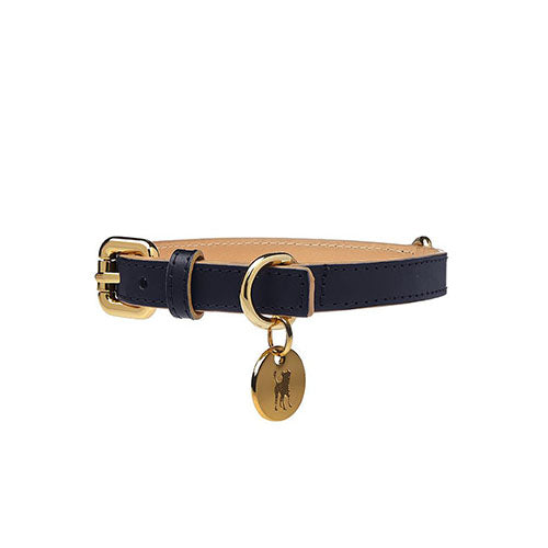 Collar para Perro de Cuero Azul Navy