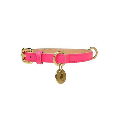 Collar para Perro de Cuero Rosa Neón