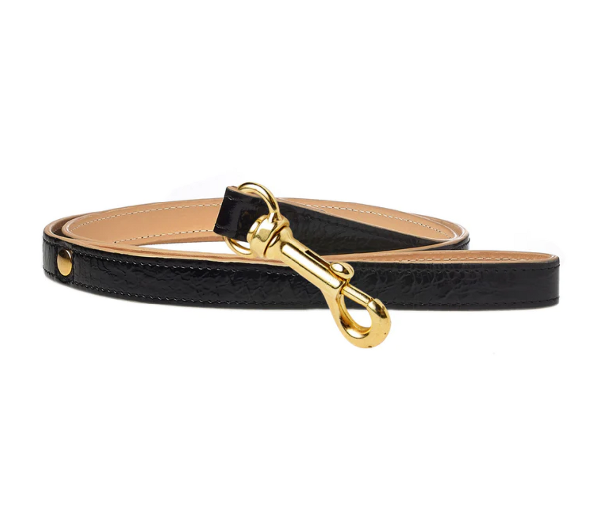 Correa para Perro de Cuero Negro Patente