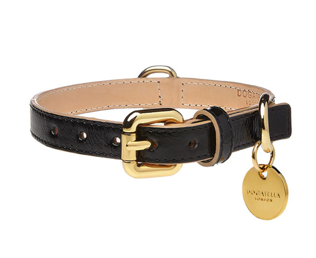 Collare per cane in pelle Nero Vernice