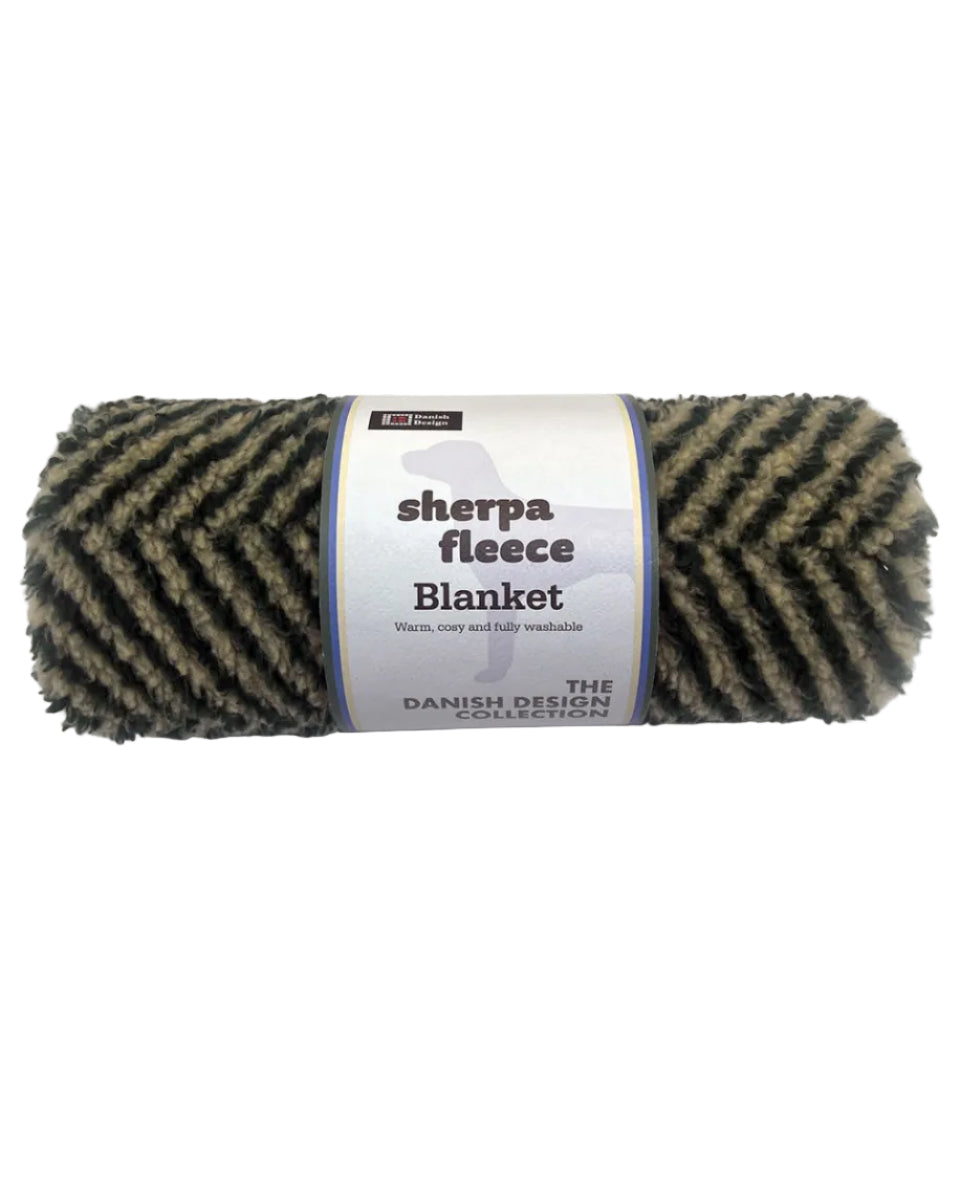 Green Herringbone Danish Sherpa Fleece Blanket