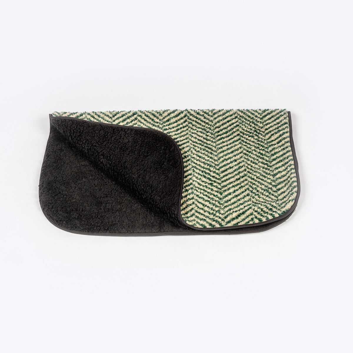 Manta Sherpa Fleece Green Herringbone Blanket Danish