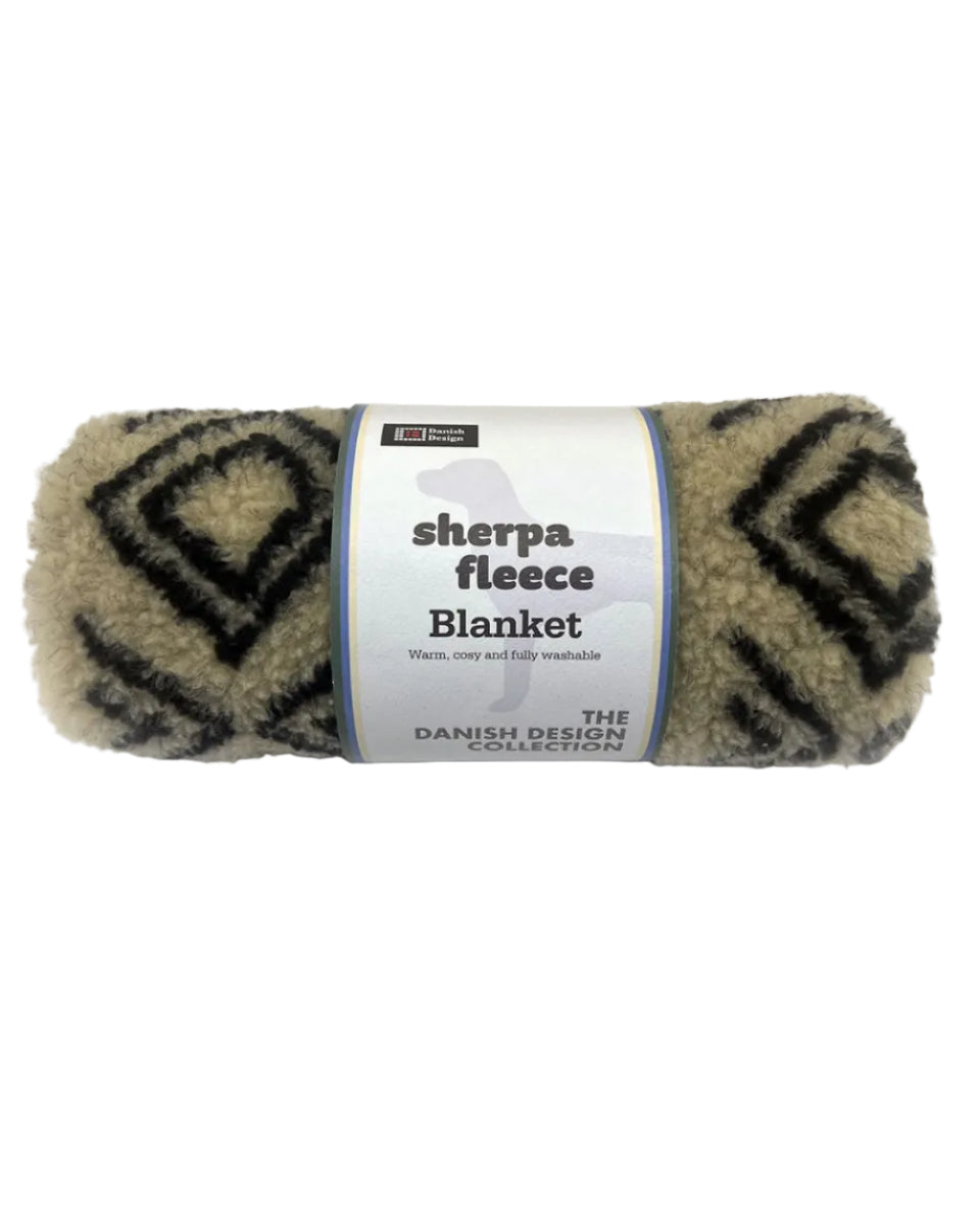 Manta Sherpa Fleece Neutral Geo Blanket Danish