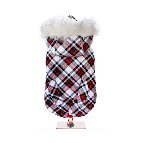 Abrigo para Perro Red & White Tartan Parka