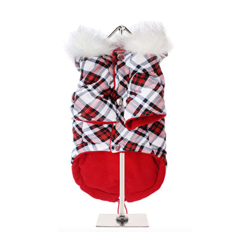 Abrigo para Perro Red & White Tartan Parka