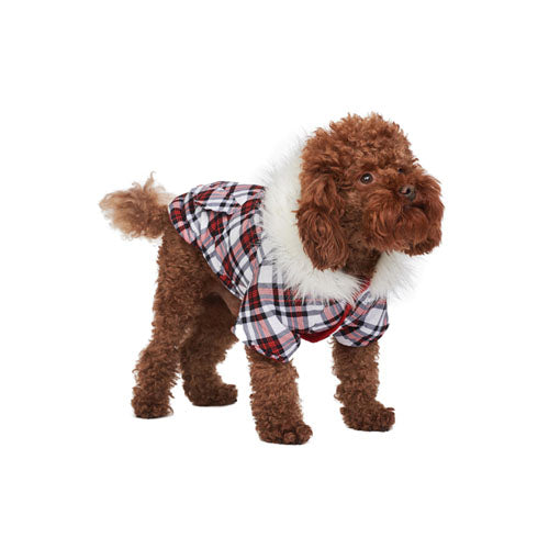 Abrigo para Perro Red & White Tartan Parka