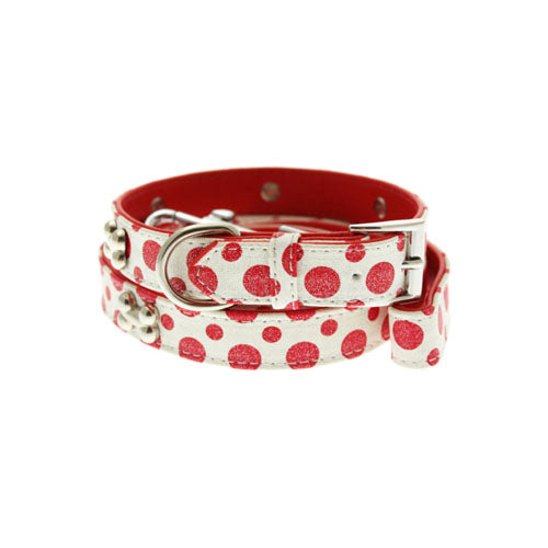 Collar para Perro de Cuero con Correa Polka Dot Urban Pup