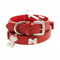 Collar para Perro de Cuero con Correa Diamante Rojo