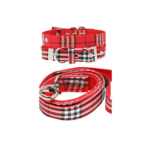 Collar para Perro con Correa Red Tartan Urban Pup