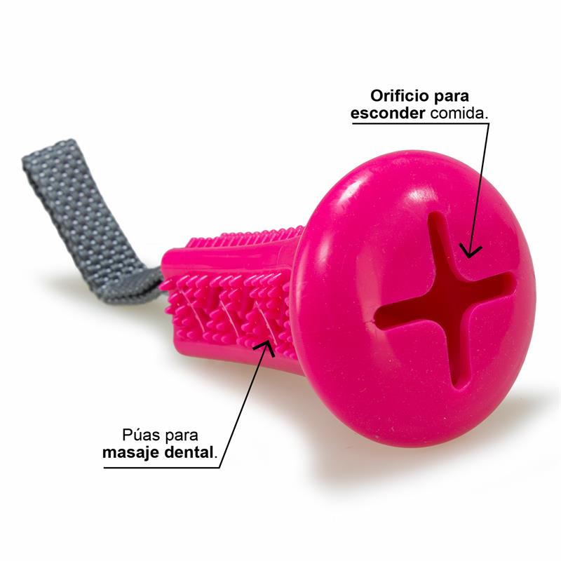 Cepillo dental rosa con tirador