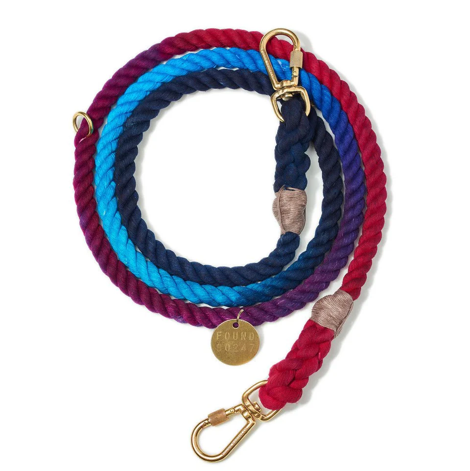 Correa para perro con cuerda de algodón ombre multicolor oscuro, ajustabl