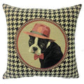 Fancy Boston Terrier Houndstooth Cushion
