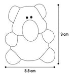 Flamingo -effo- dog toy display with bear, hippopotamus, and elephant